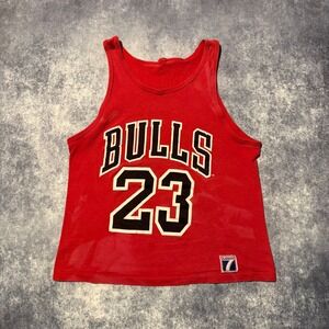 Vintage Logo 7 Chicago Bulls Michael Jordan 23 Tank Top Red Mens Small NBA 90s